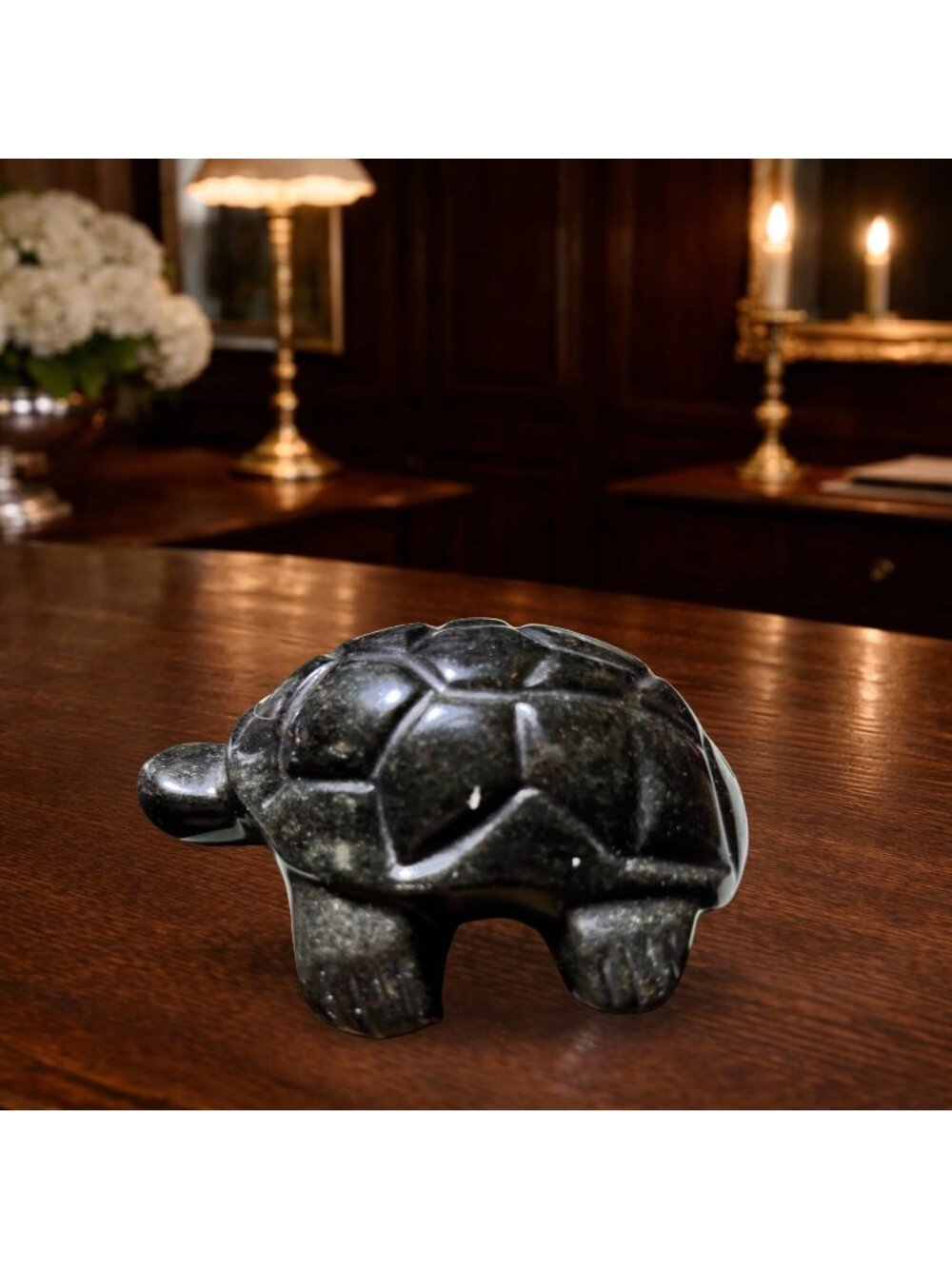 Carved Turtle Signed SHINGI Serpentine Sculpture Figurine Reptile Amphibian